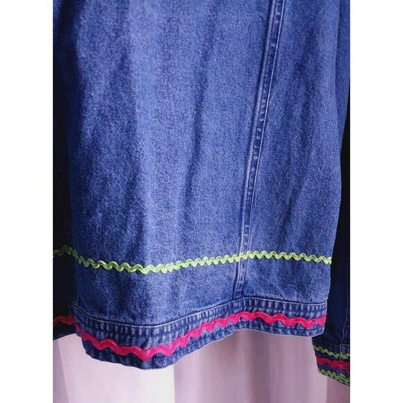 Vintage 90's Womens Embroidered Geometric Denim Jacket Collared XL New Direction - Picture 11 of 11